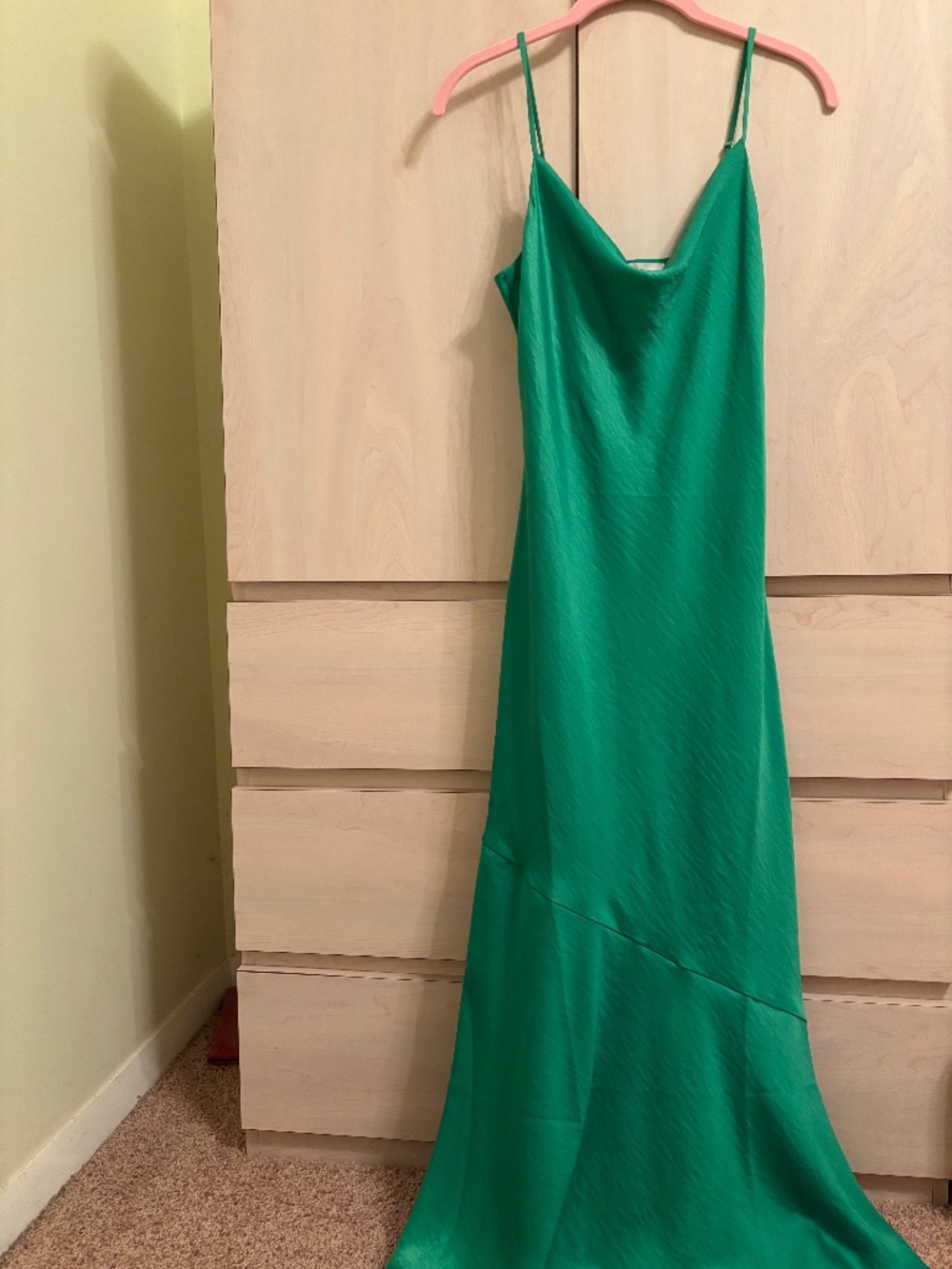 New Loft Emerald Green Spaghetti Adjustable Strap Maxi Dress